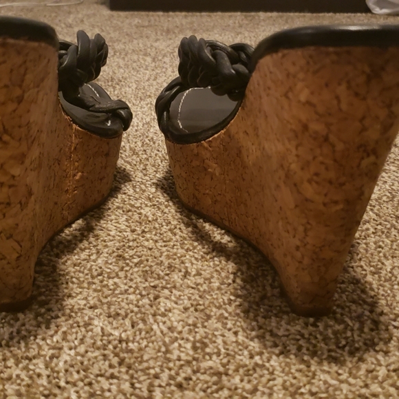 Jessica Simpson Black Leather Upper/Cork Wedges size 10 - Picture 3 of 6